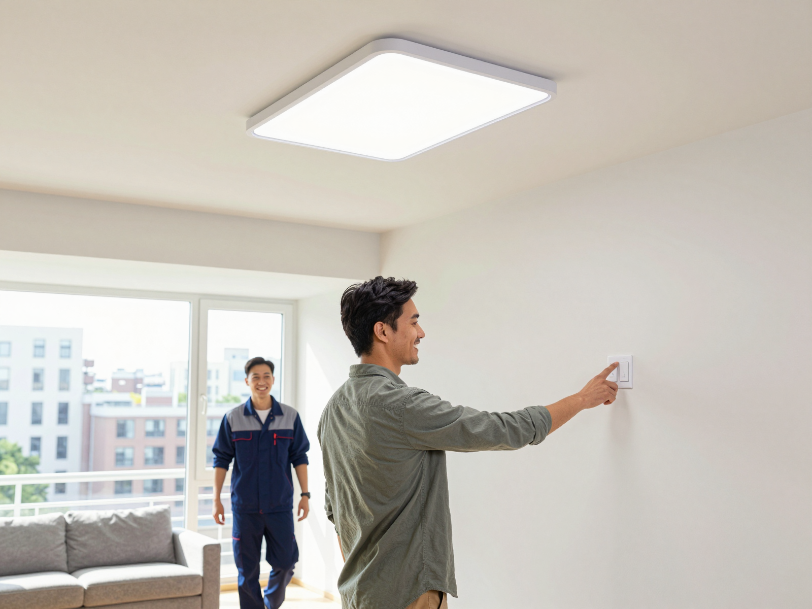 LED lighting installation in modern residential home